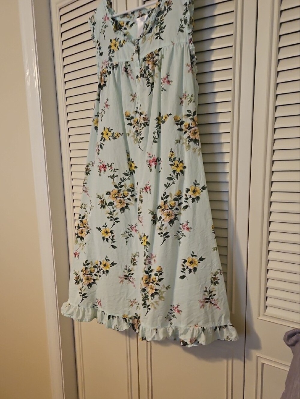 Adonna Light Mint Floral Midi Cotton Dress with Yellow Blossoms - Picture 8 of 10